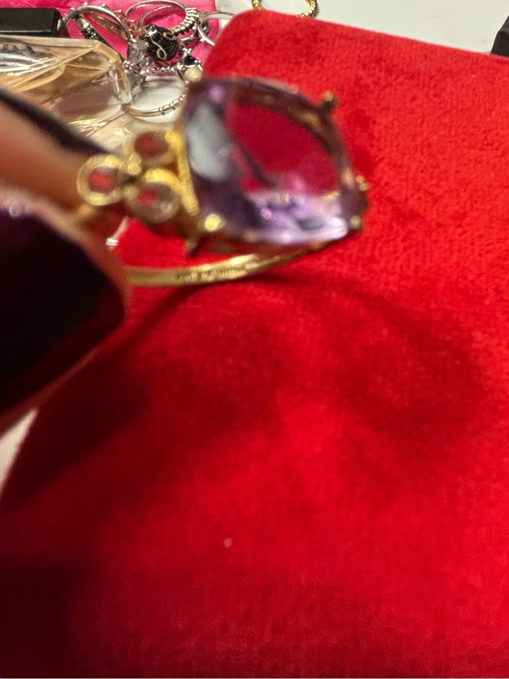925 esterling silver India Gold Ring with Purple Gemstone - Women's Jewelry - Picture 6 of 7